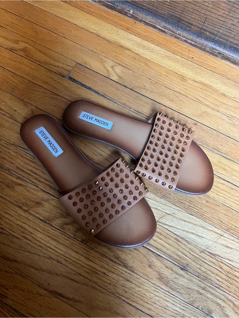 Steve Madden Brown Studded Slide Mules